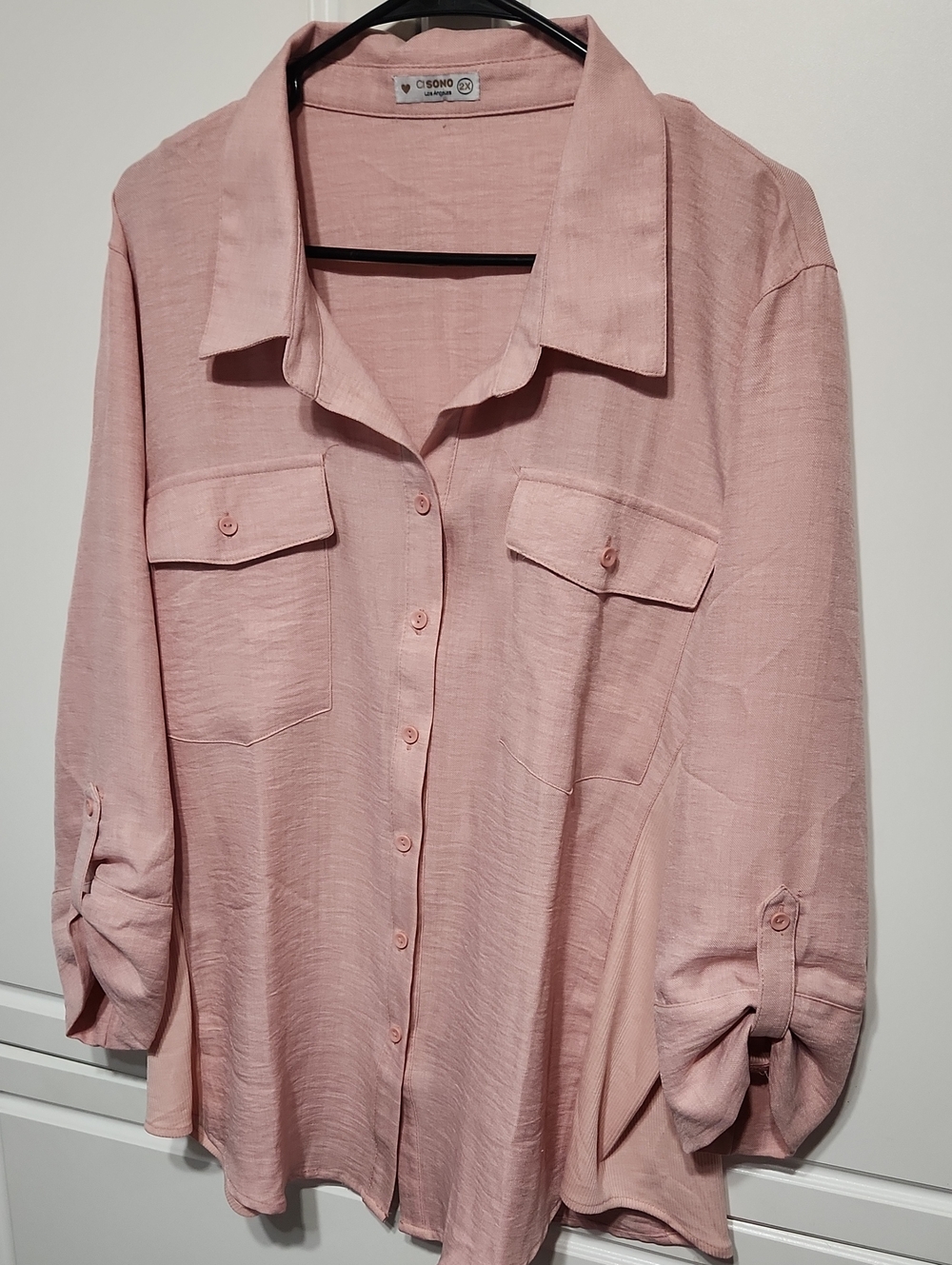 Women's Button-Front Pink Shirt
